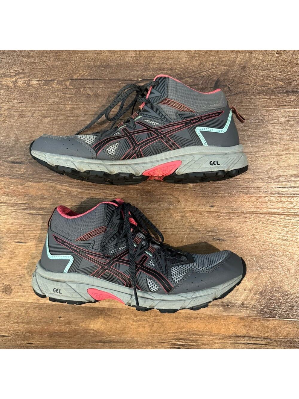 ASICS GEL-Venture 8 MT Women's 9.5 Trail Running Shoes Gray Pink Mid Top Hiking